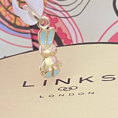 New! Links of London Bunny Rabbit charm with Pale Blue Enamel