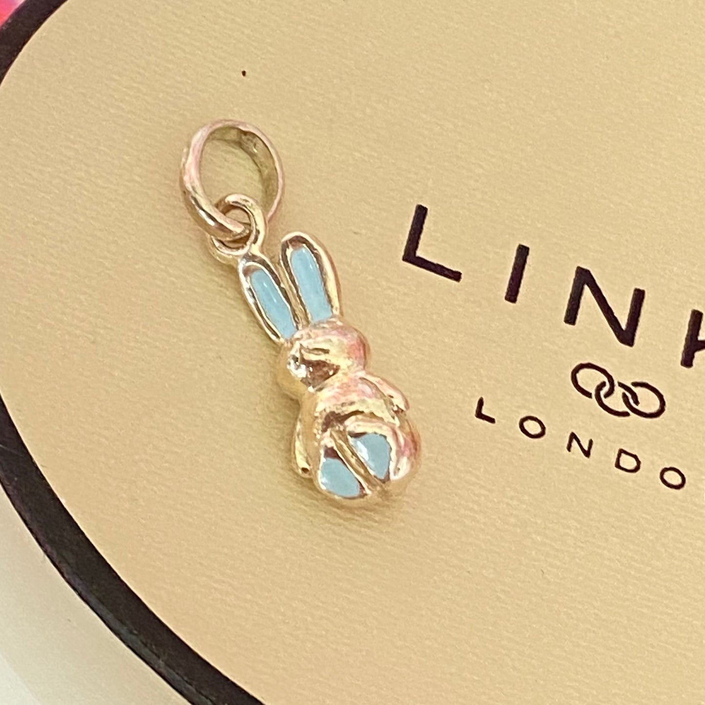New! Links of London Bunny Rabbit charm with Pale Blue Enamel