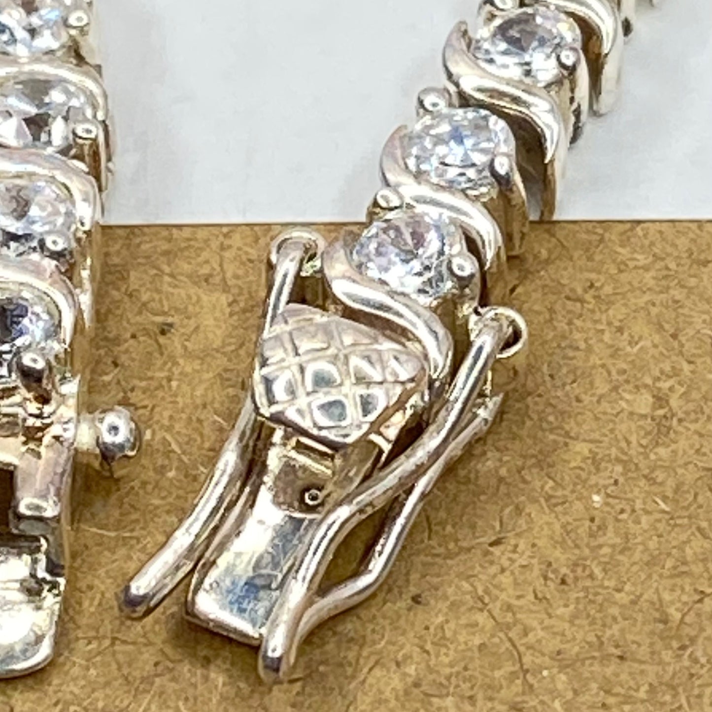 Sterling Silver Tennis Bracelet with Clear  Crystal Cubic Zirconia Stones
