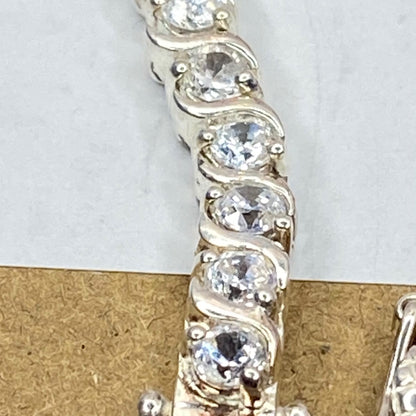 Sterling Silver Tennis Bracelet with Clear  Crystal Cubic Zirconia Stones