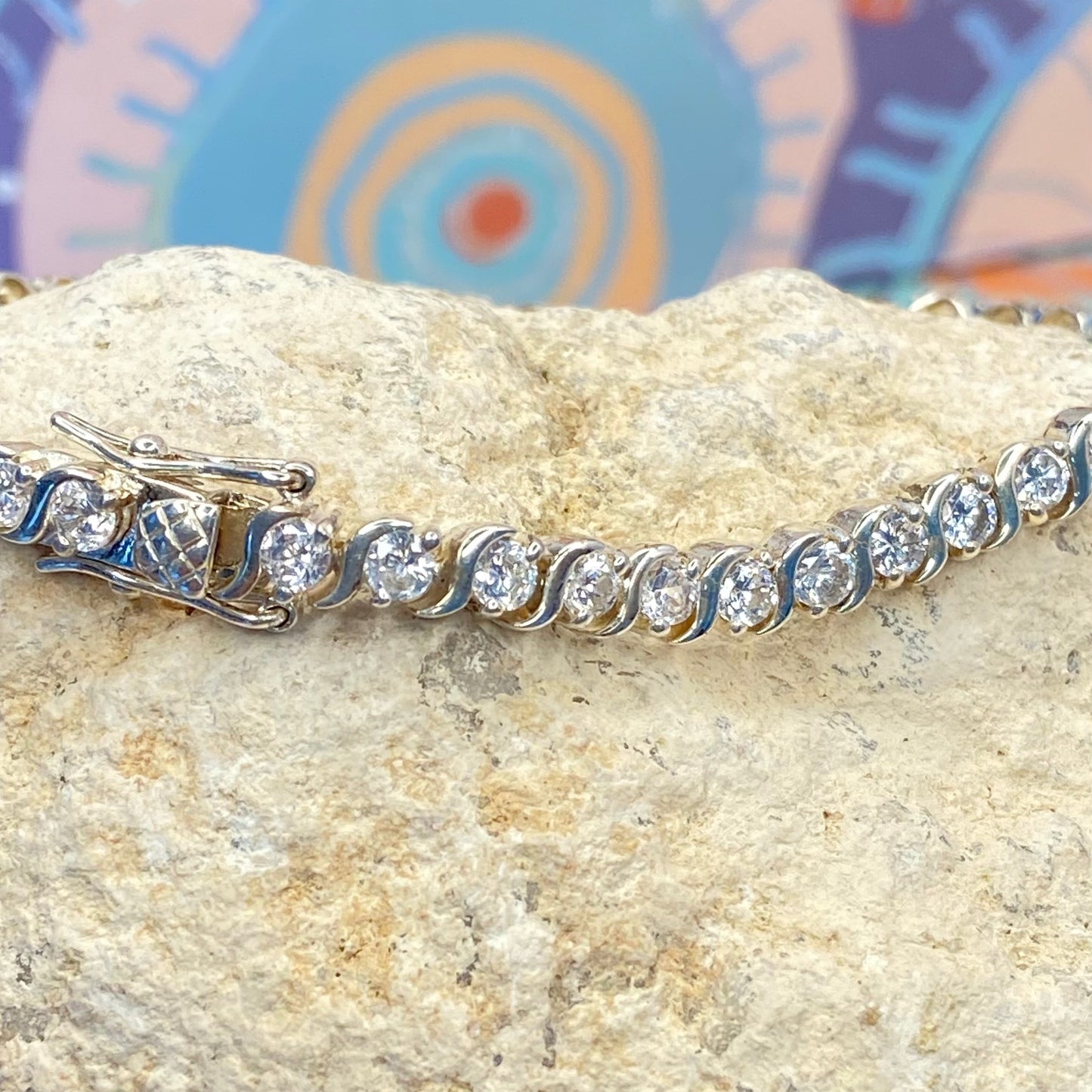 Sterling Silver Tennis Bracelet with Clear  Crystal Cubic Zirconia Stones