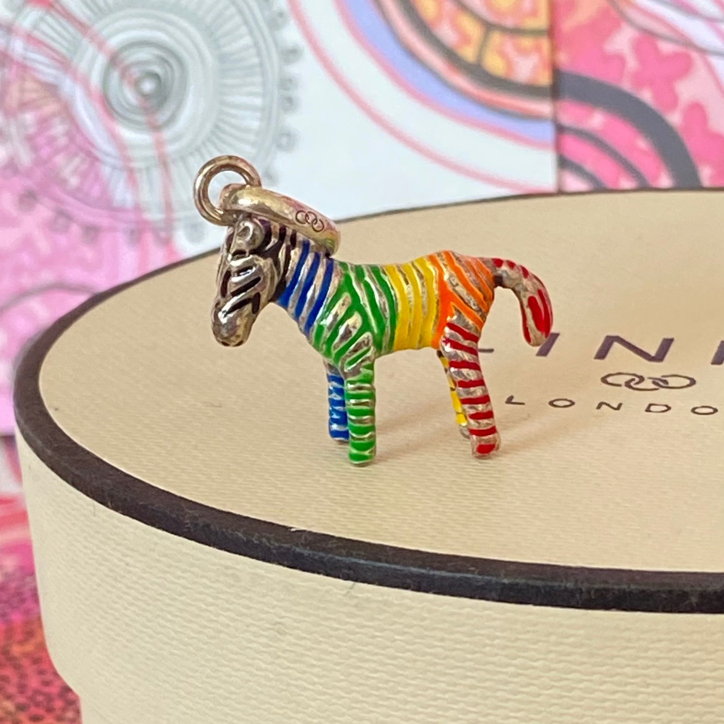 New! Links of London Enamel Rainbow Zebra