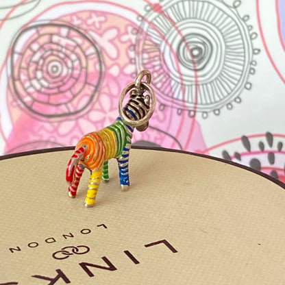 New! Links of London Enamel Rainbow Zebra