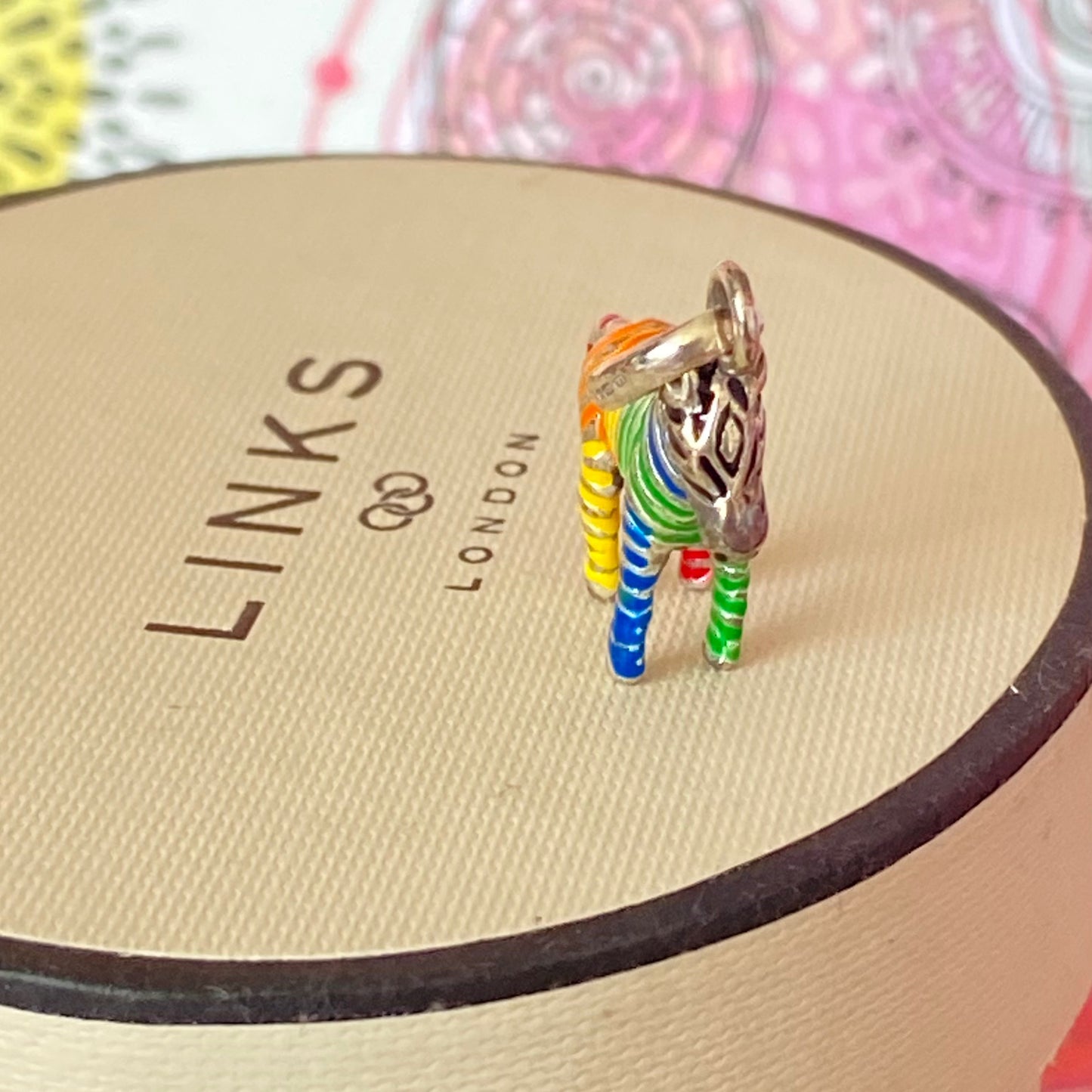 New! Links of London Enamel Rainbow Zebra