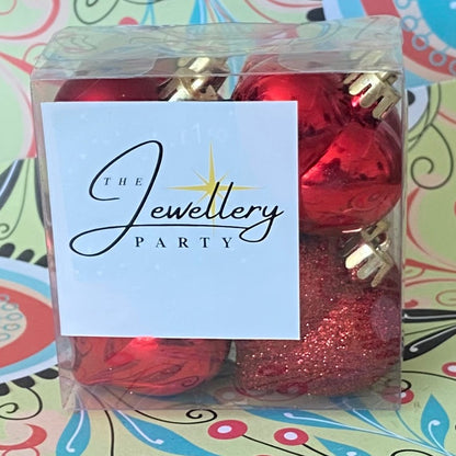 8 Heart Festive Holiday Baubles Ornaments, for Christmas, Valentine