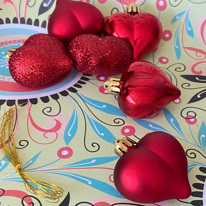 8 Heart Festive Holiday Baubles Ornaments, for Christmas, Valentine
