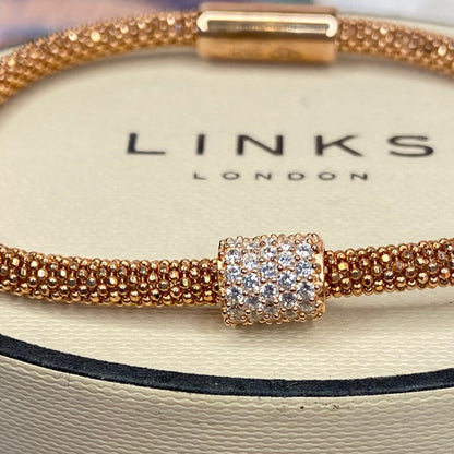 Links of London Sterling Silver Star Dust Bead Bracelet with 18ct Gold Vermeil New!