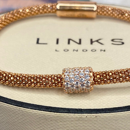 Links of London Sterling Silver Star Dust Bead Bracelet with 18ct Gold Vermeil New!