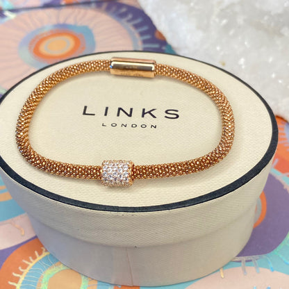Links of London Sterling Silver Star Dust Bead Bracelet with 18ct Gold Vermeil New!