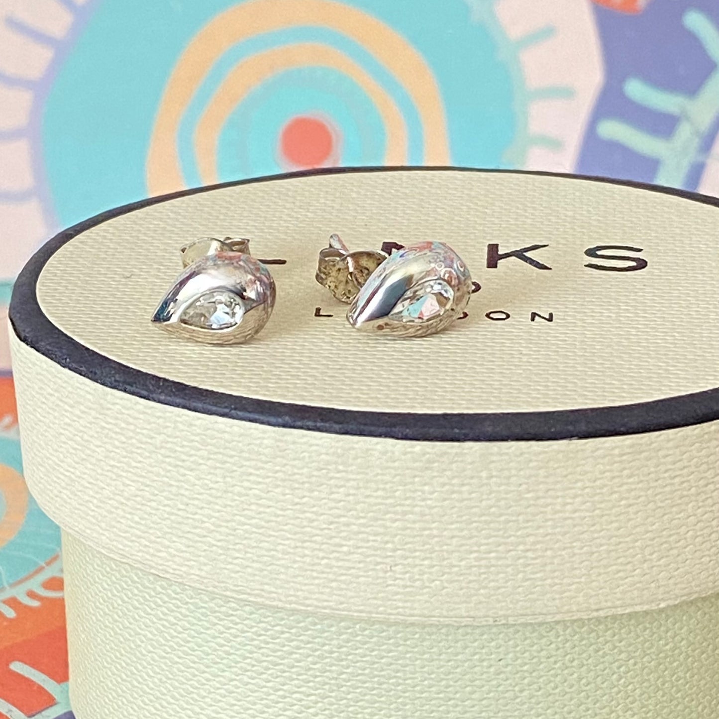 Links of London Sterling Silver Tear Drop Earrings with clear Topaz Stone