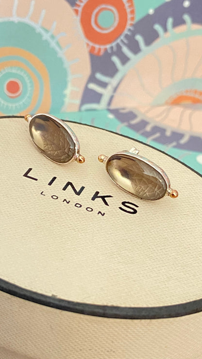 Links of London Anthology earrings smokey quartz studs sterling silver