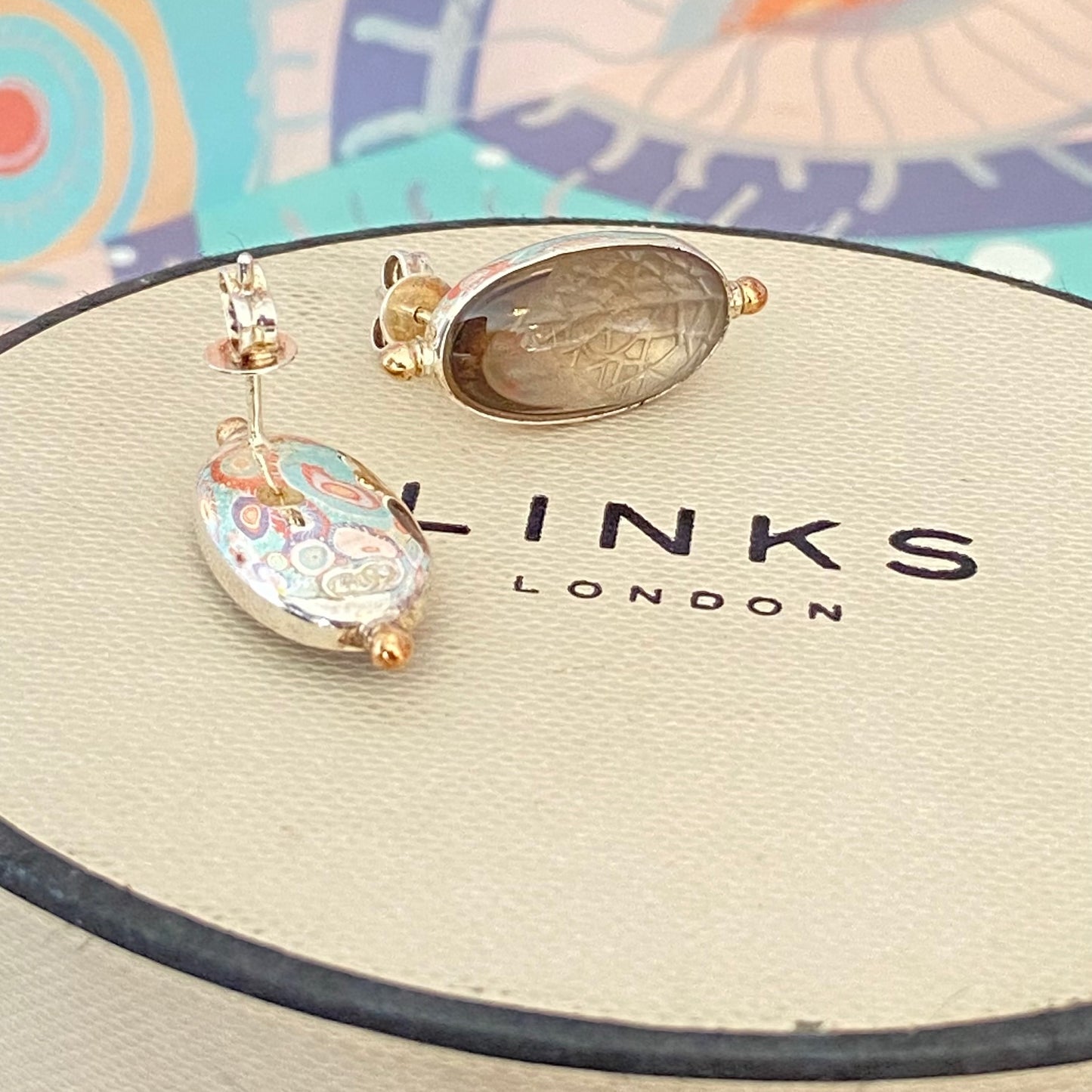 Links of London Anthology earrings smokey quartz studs sterling silver