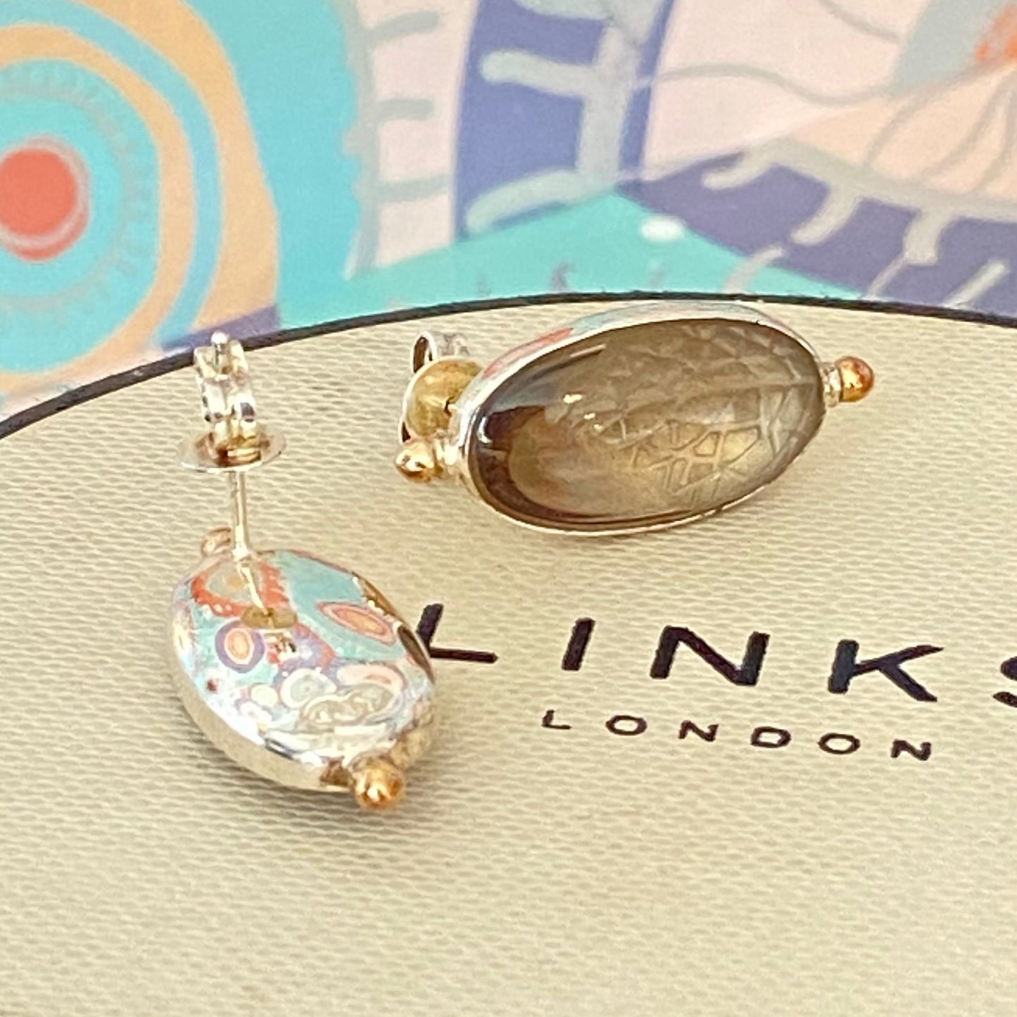 Links of London Anthology earrings smokey quartz studs sterling silver