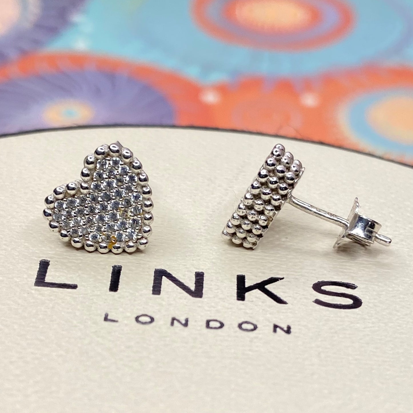 Links of London Sterling Silver Effervescence Pave Cubic Zirconia Heart Stud Earrings