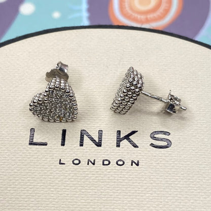 Links of London Sterling Silver Effervescence Pave Cubic Zirconia Heart Stud Earrings