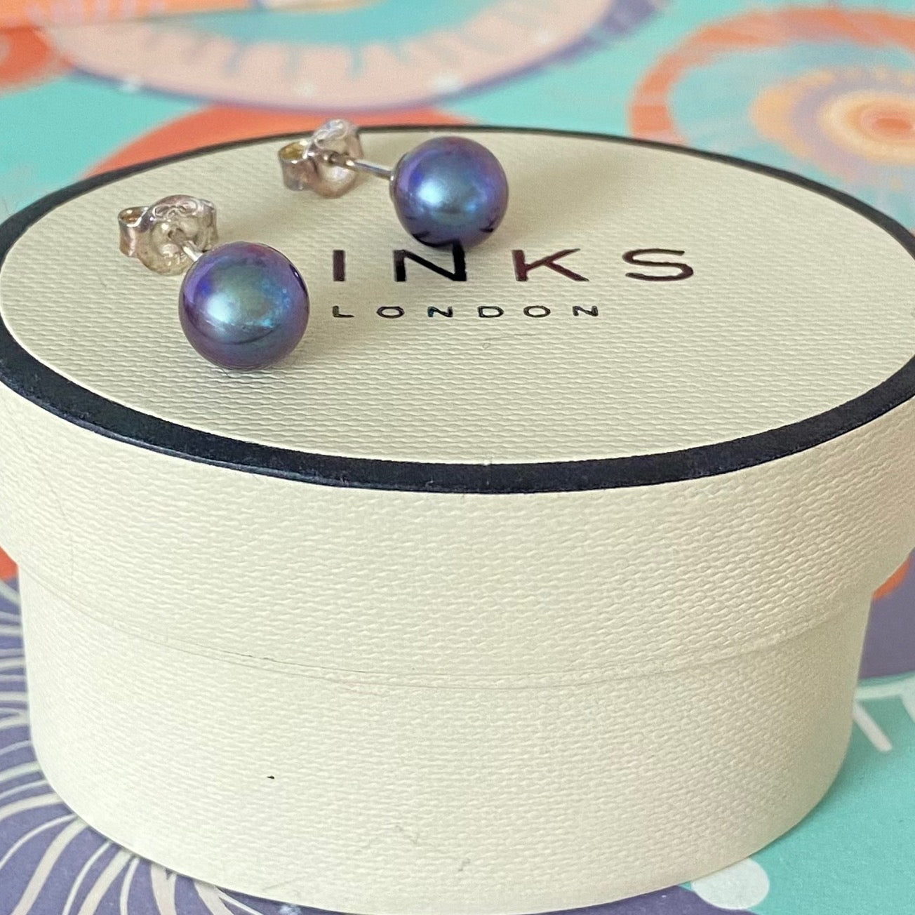 Large Black Pearl  Links of London Silver Earrings