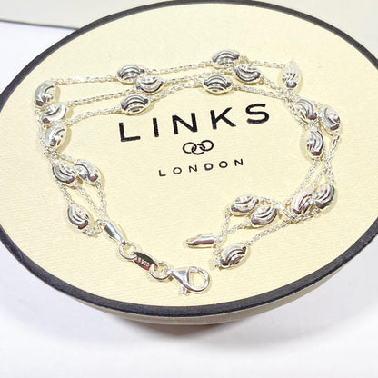 Authentic Links of London Essentials Sterling Silver 3 Row Beaded Bracelet, Small 16cm. New Condition, waiting to be loved.