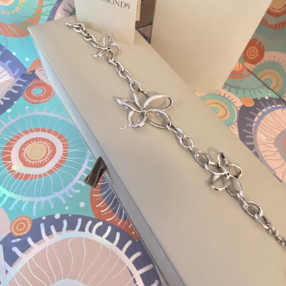 Vintage Hot Diamonds Sterling Silver and Diamond Paradise Open Petal Bracelet