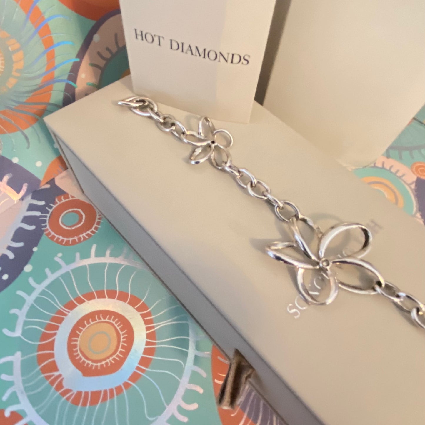 Vintage Hot Diamonds Sterling Silver and Diamond Paradise Open Petal Bracelet