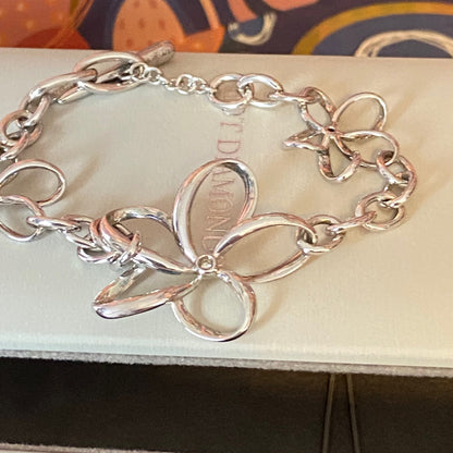 Vintage Hot Diamonds Sterling Silver and Diamond Paradise Open Petal Bracelet