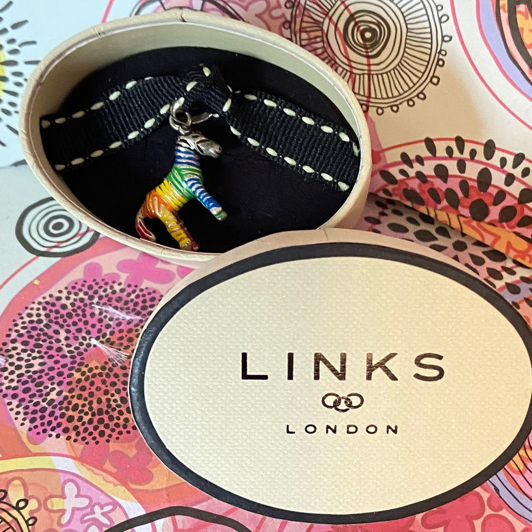 Links of London Enamel Rainbow Zebra charm crafted from Sterling Silver -New. Be the first to love this