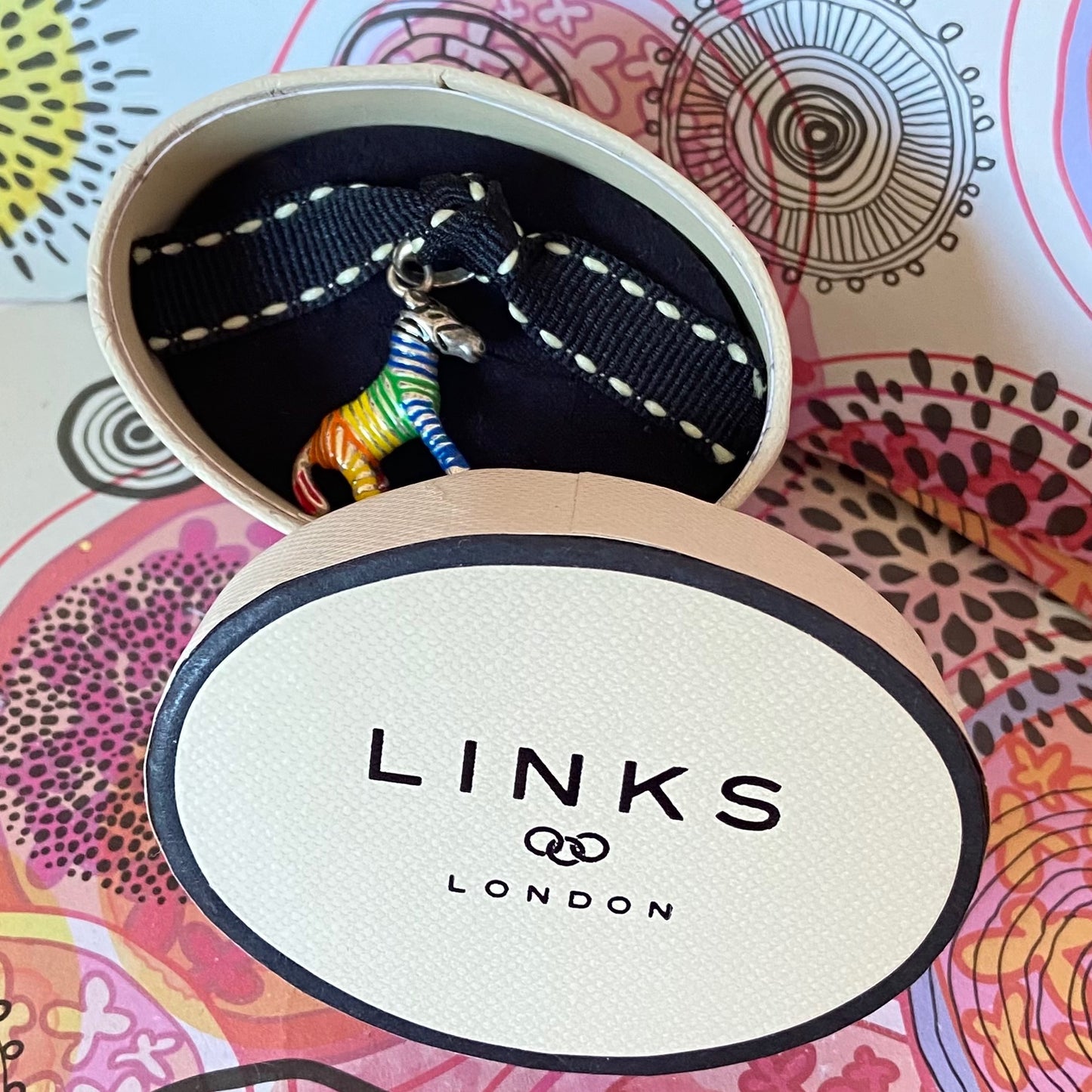 New! Links of London Enamel Rainbow Zebra