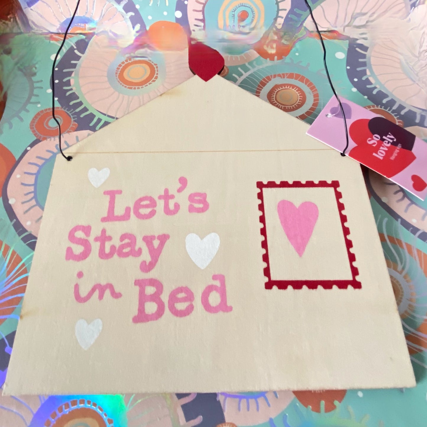 Decorative Hanging Door Sign “Do not Disturb” featuring a Heart Design made of Wood