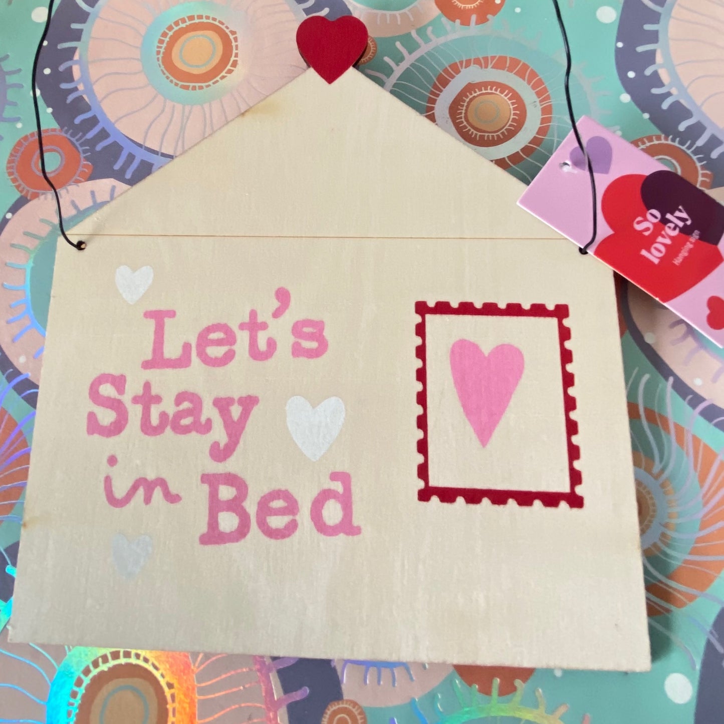 Decorative Hanging Door Sign “Do not Disturb” featuring a Heart Design made of Wood