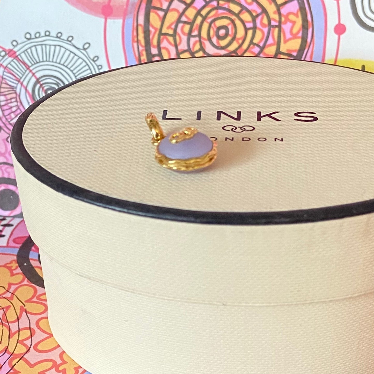 New! Links of London 18ct Gold Vermeil Lavender Macaron Charm