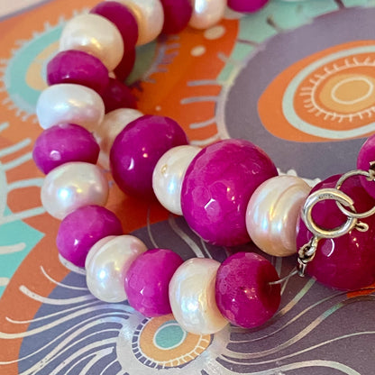 Vintage 925 Glass and Cultivated Pearl Necklace