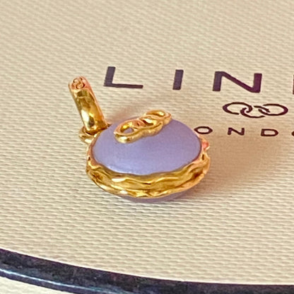 New! Links of London 18ct Gold Vermeil Lavender Macaron Charm