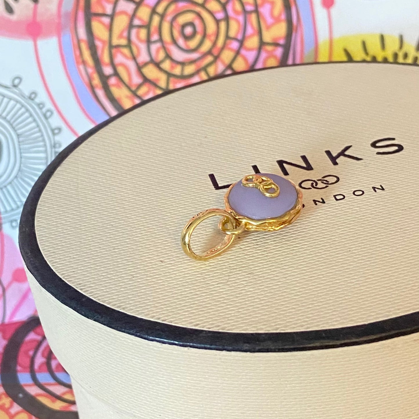 New! Links of London 18ct Gold Vermeil Lavender Macaron Charm