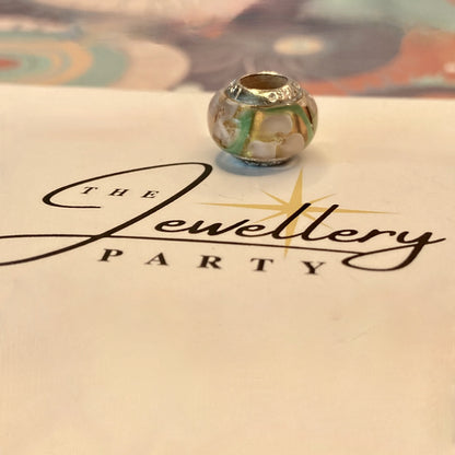 LoveLinks Flower Design of Silver Charm Bead Crafted from Sterling Silver and Murano Glass
