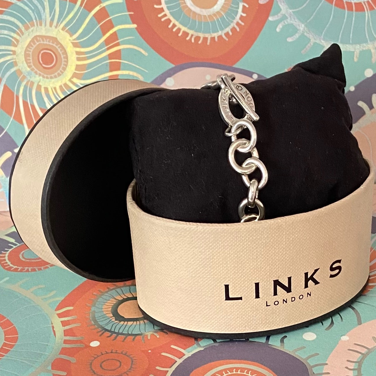 Fully Hallmarked Sterling Silver T-Bar Bracelet Links of London.  30g