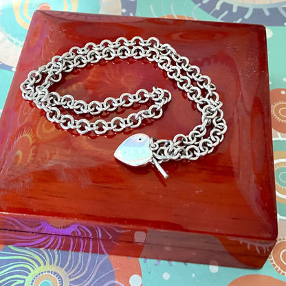 Sure T bar Hot Diamonds Necklace with a Solid Sterling Silver Heart with a Diamond. 26g. 40cm in Length