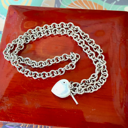 Sure T bar Hot Diamonds Necklace with a Solid Sterling Silver Heart with a Diamond. 26g. 40cm in Length