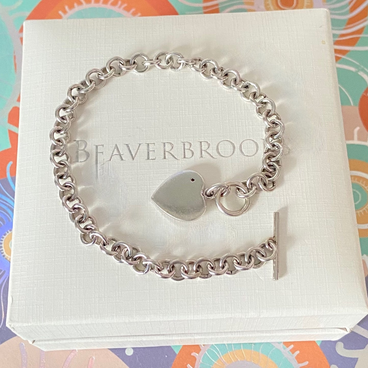 Amazing Preloved Sure T bar Hot Diamonds Bracelet with a Solid Sterling Silver Heart with a Diamond. 15g. 18cm in Length