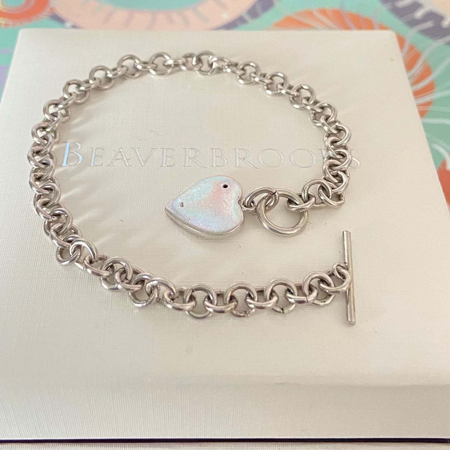 Amazing Preloved Sure T bar Hot Diamonds Bracelet with a Solid Sterling Silver Heart with a Diamond. 15g. 18cm in Length