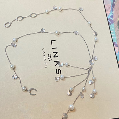 Sterling Silver and water Pearl Lily pad Links of London Necklace