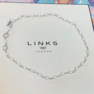 Authentic Links of London Sterling Silver Pearl Beaded Choker Necklace