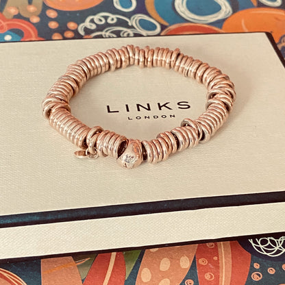Links of London Iconic Sterling Silver Sweetie Bracelet with 18kt Gold Vermeil, size Medium 16cm