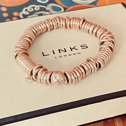 Links of London Iconic Sterling Silver Sweetie Bracelet with 18kt Gold Vermeil, size Medium 16cm