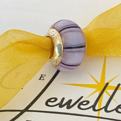 LoveLinks Lilac Bead with Stripes design Crafted from Sterling Silver and Murano Glass