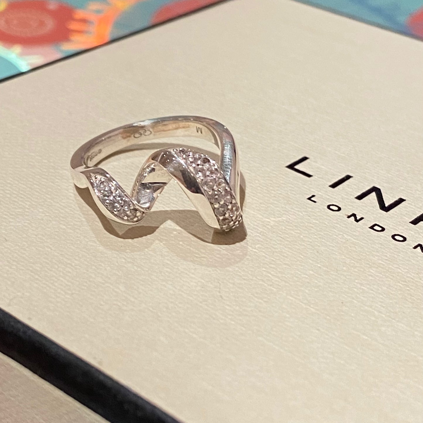 Links of London Silver Entwine white Sapphire Pave Ring