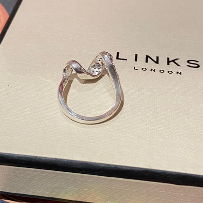 Links of London Silver Entwine white Sapphire Pave Ring