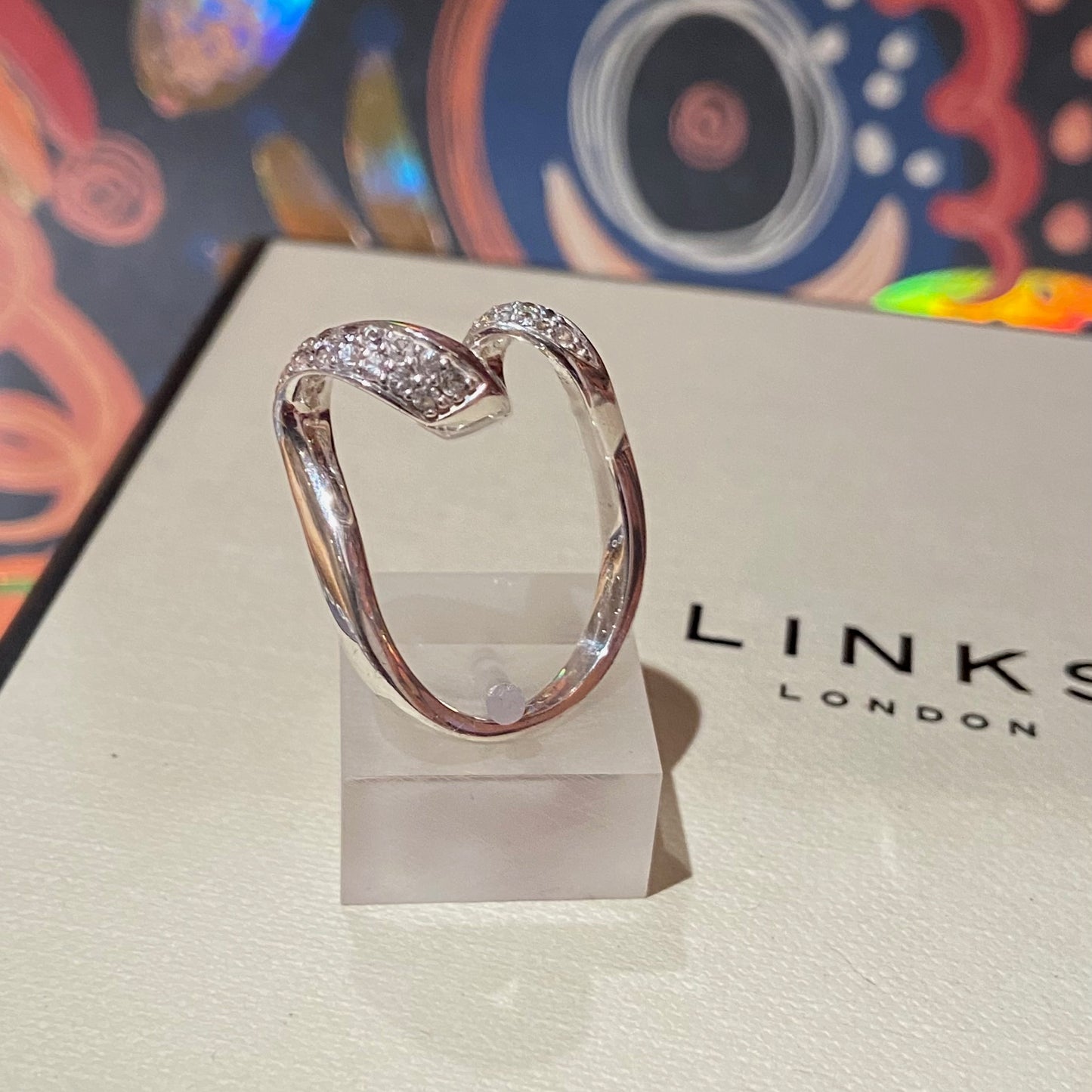 Links of London Silver Entwine white Sapphire Pave Ring