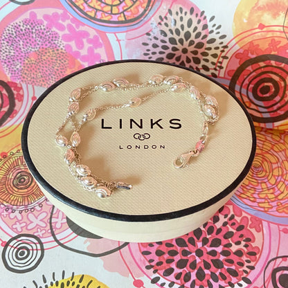Authentic Links of London Essentials Sterling Silver 3 Row Beaded Bracelet, Small 16cm. New Condition, waiting to be loved.