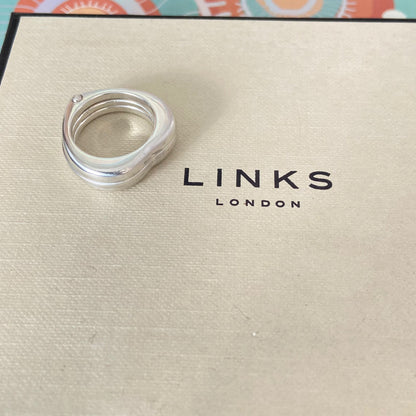 Links of London Silver Love Note Heart Ring Size N