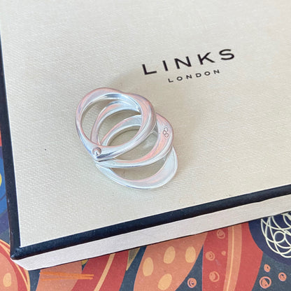 Links of London Silver Love Note Heart Ring Size N