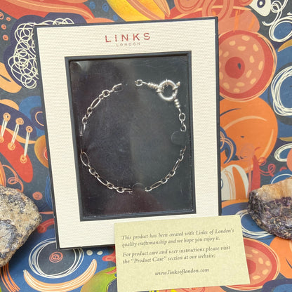 Links of London Delicate Sterling silver Link chain with Senorita Clasp New original box  19cm